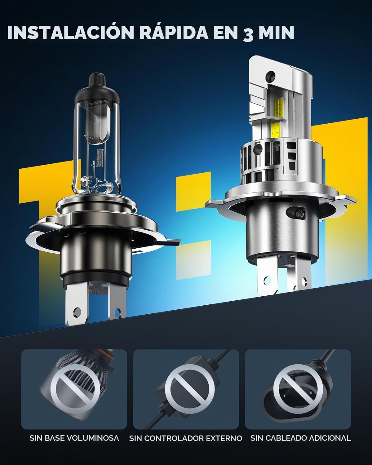 Marsauto Bombillas LED H4 de la serie M2P, bombillas H4 de tamaño m...