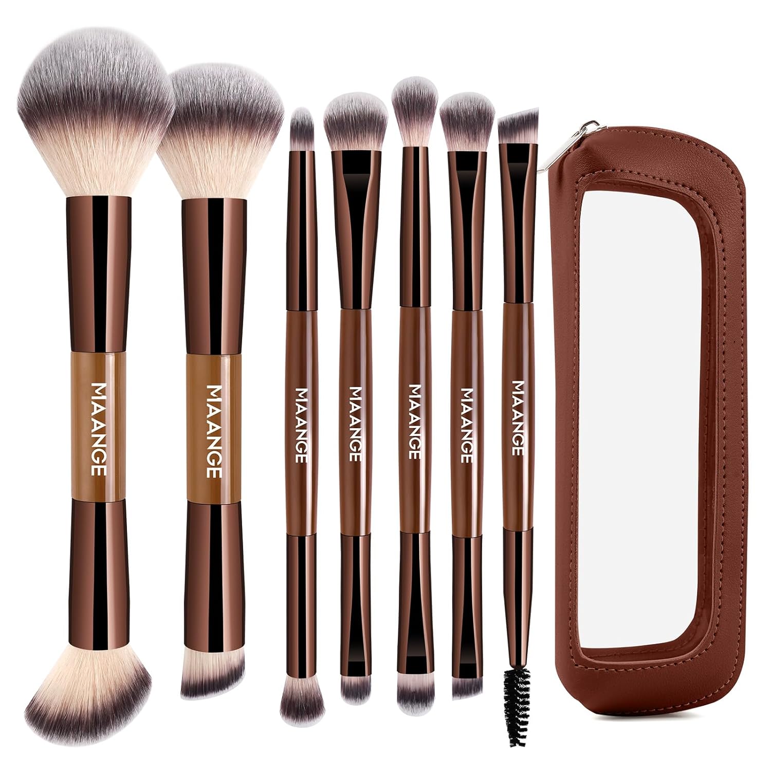 MAANGE Juego de 7 pinceles para maquillaje con bolsa, brochas de ma...