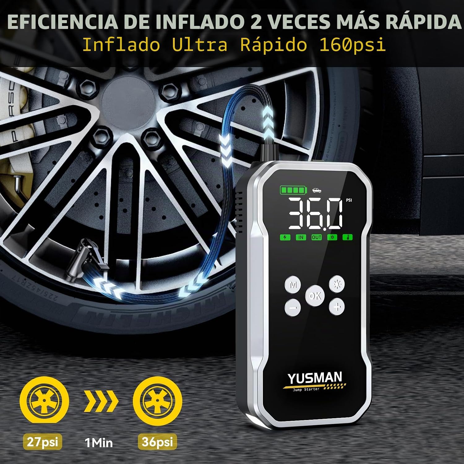 Arrancador, Arrancador de Coche de 6000A con Compresor de Aire, Paq...