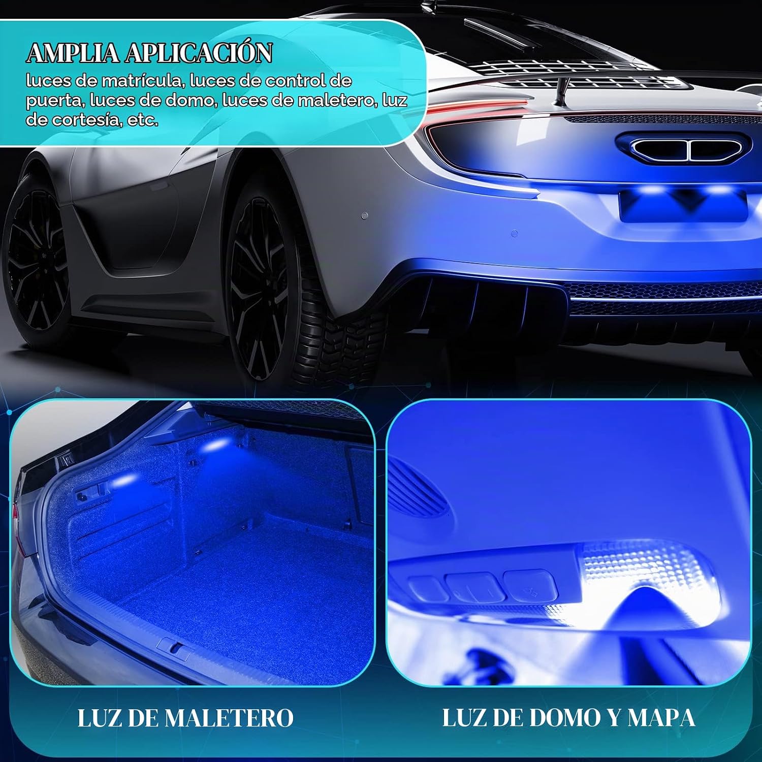 Frienda Kit de bombillas LED para coche, 70 piezas, luz interior, l...
