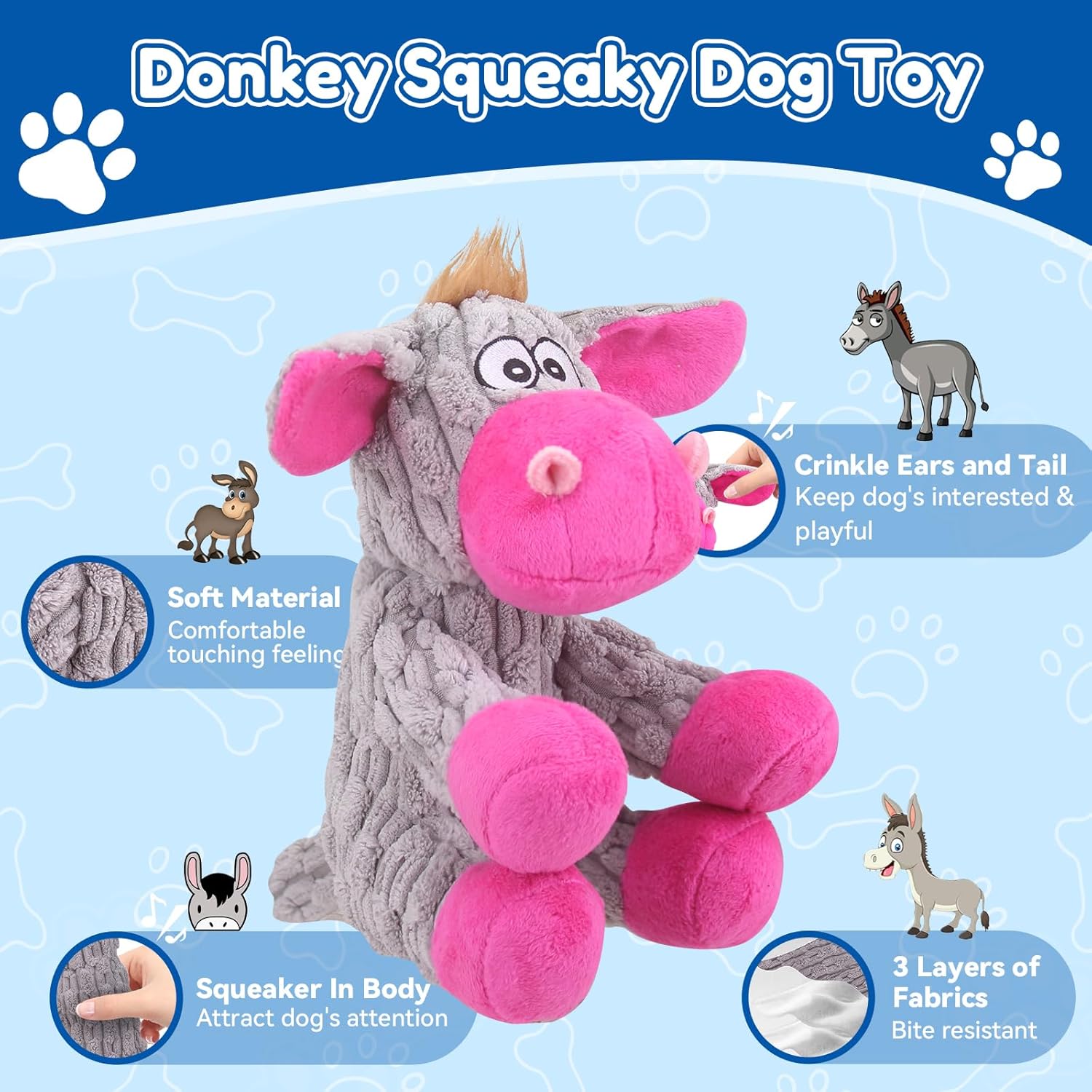 loncoldy Juguetes de Peluche para Masticar para Perros Grandes, Jug...