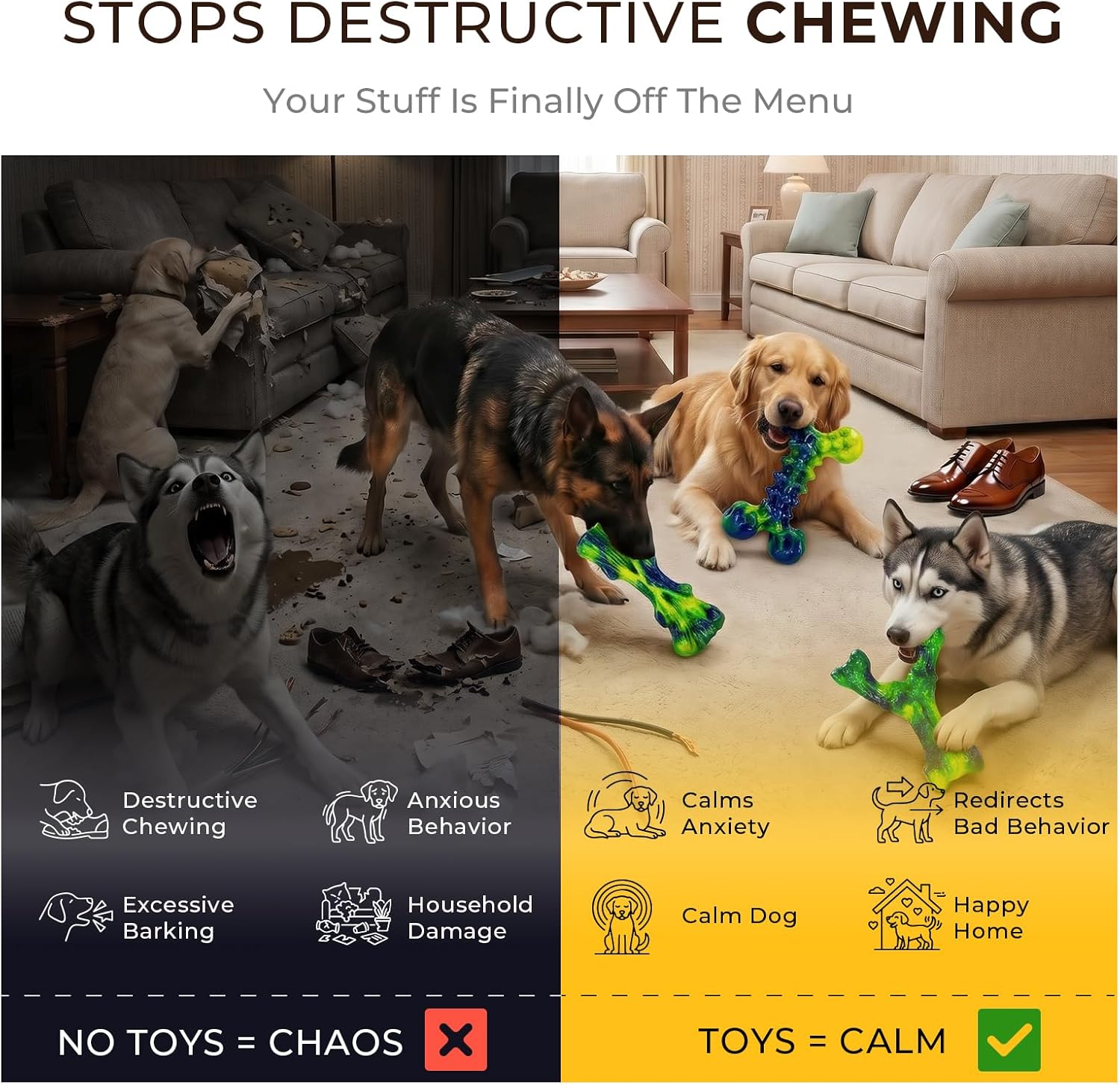 Kseroo Juguetes masticables indestructibles para perros para mastic...