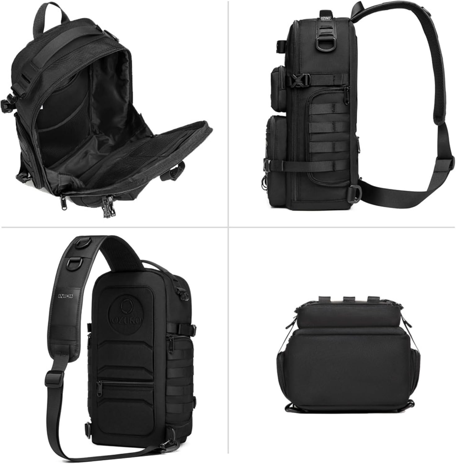 OZUKO Mochila táctica para pecho, bandolera y de hombro, impermeabl...