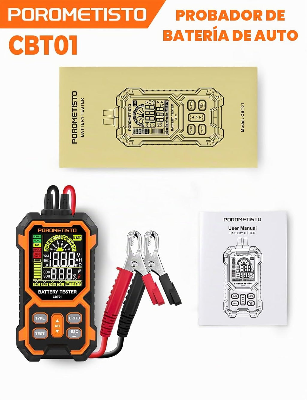 Probador de Voltaje de Batería Automático Plug and Play 50-1999 CCA...