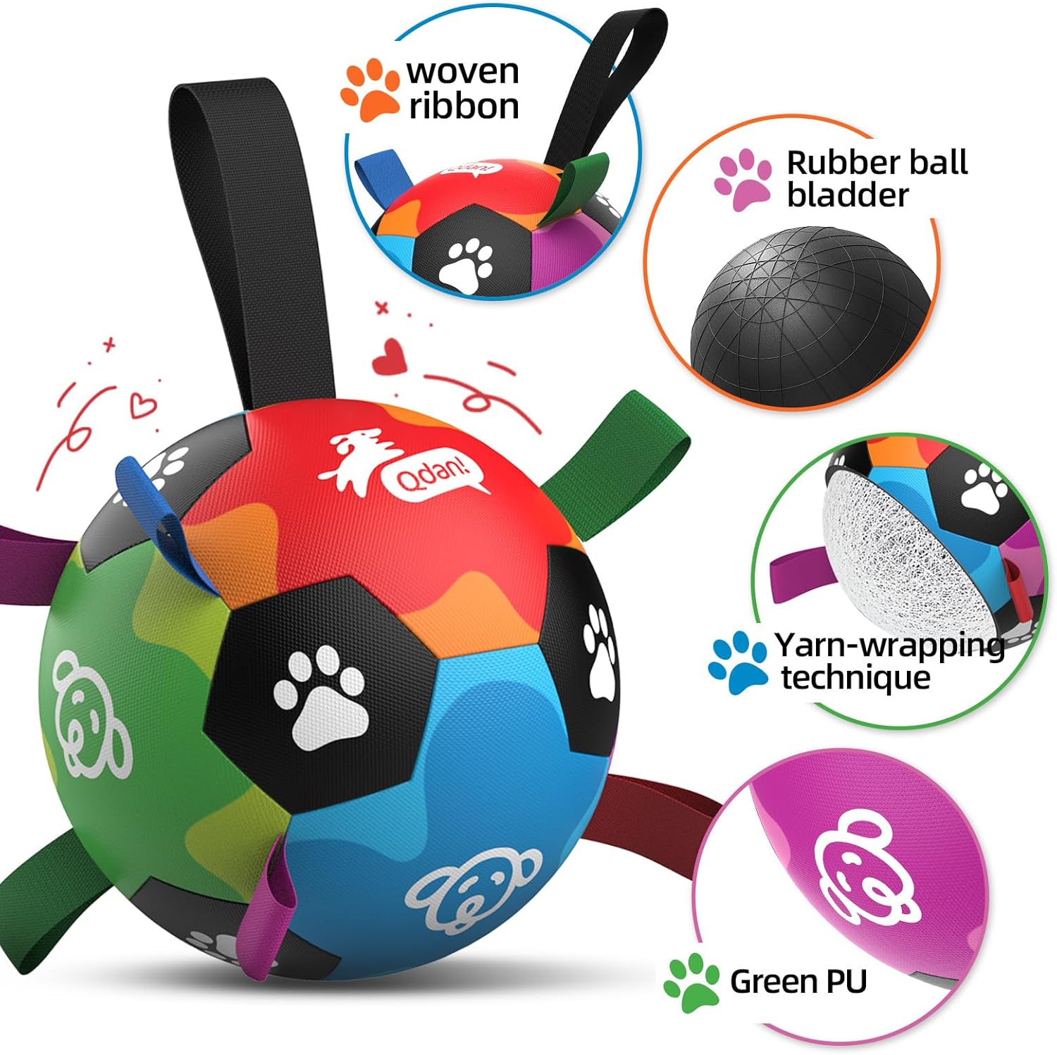 QDAN Juguetes para perros, pelotas duraderas para perros con correa...