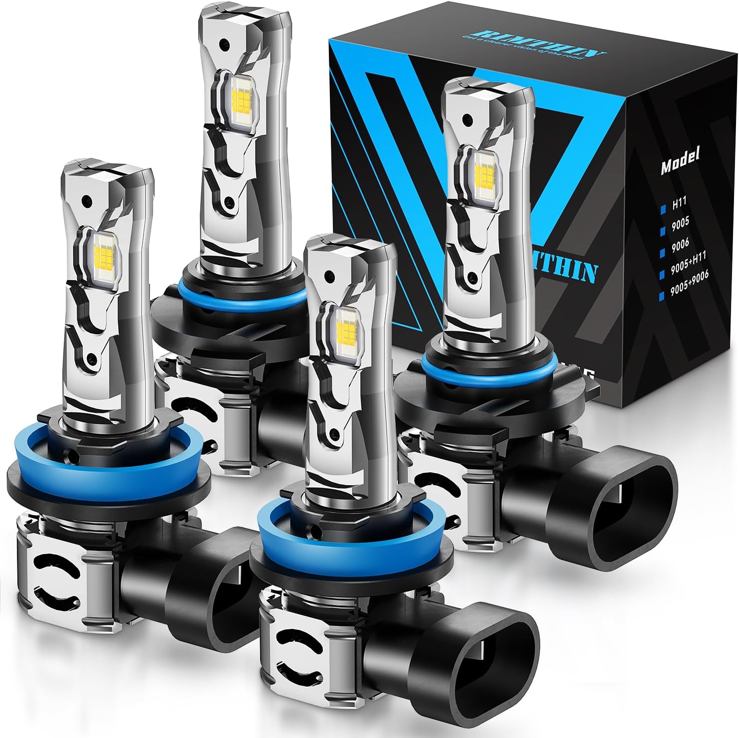 Rimthin H11 9005 - Juego de bombillas LED, 64,000 lúmenes, 800% bri...
