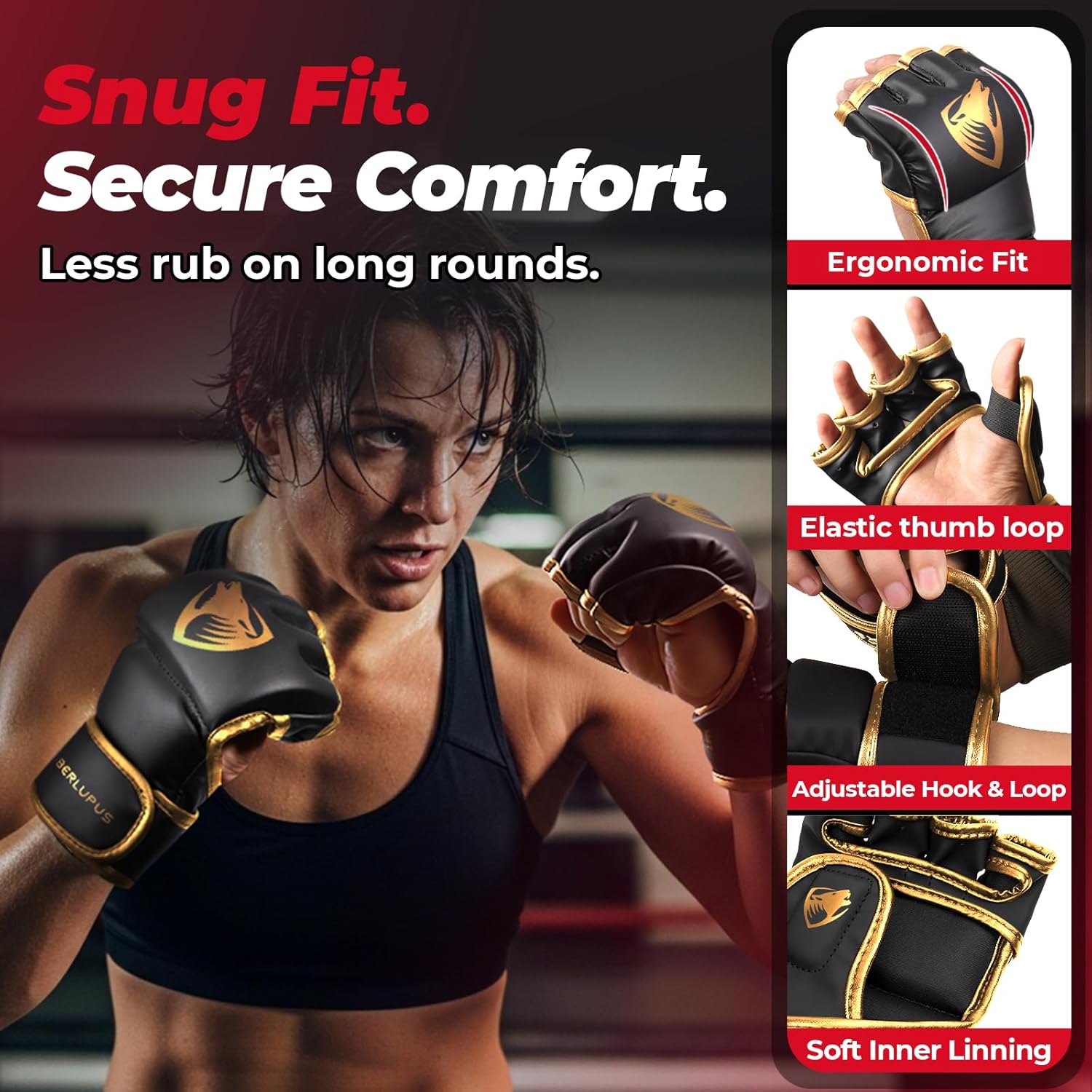 LIBERLUPUS Guantes de entrenamiento de MMA para hombres, guantes de...