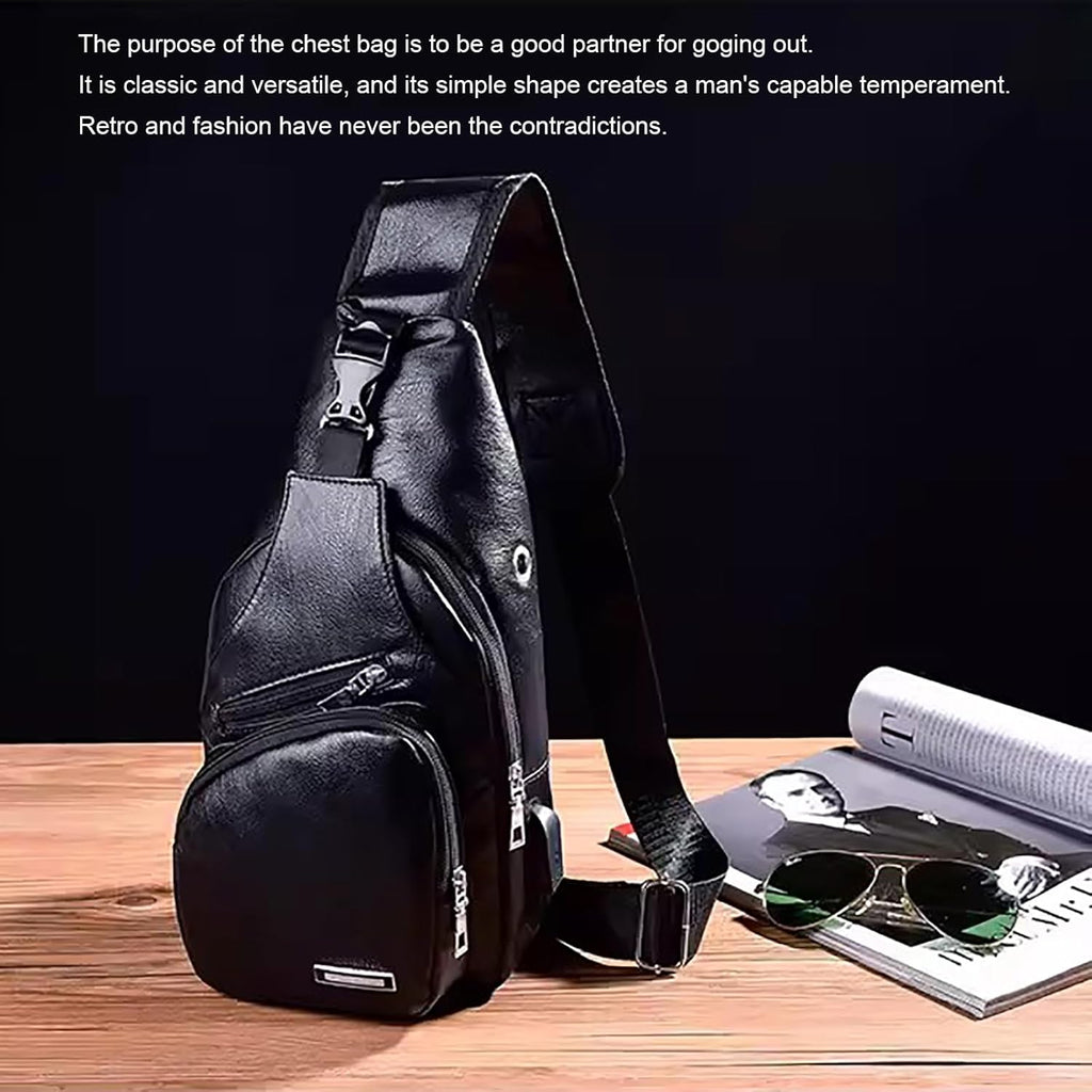 Peicees Bolso bandolera de cuero para hombre, bolso cruzado para el...