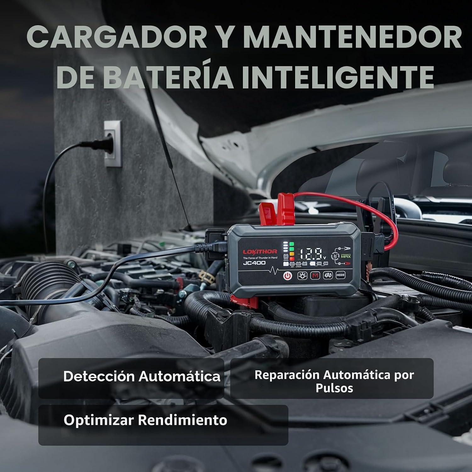 LOKITHOR Cargador de batería de coche JC400 2A\/1A\/750mA 6\/12V y...