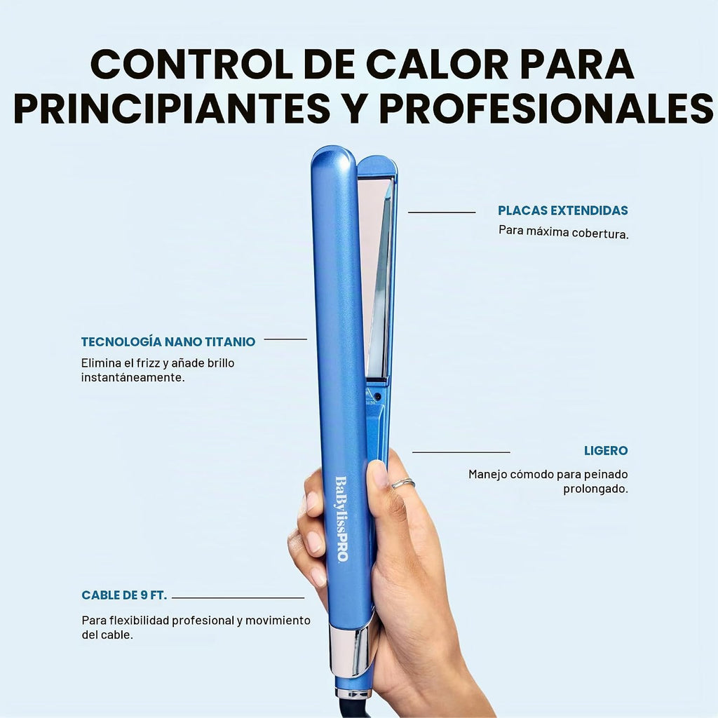 Plancha de pelo ultra elegante BabylissPRO Nano Titanium, plancha p...