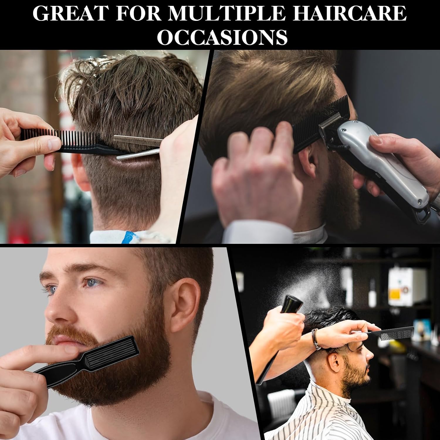 DUAIU Juego de 9 peines para el cabello, peines de peluquero profes...