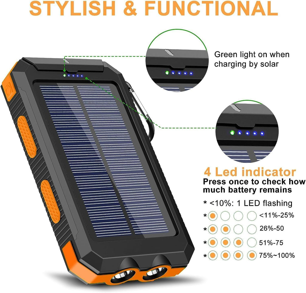 Cargador solar, 38800mAh portátil tipo C banco de energía solar par...