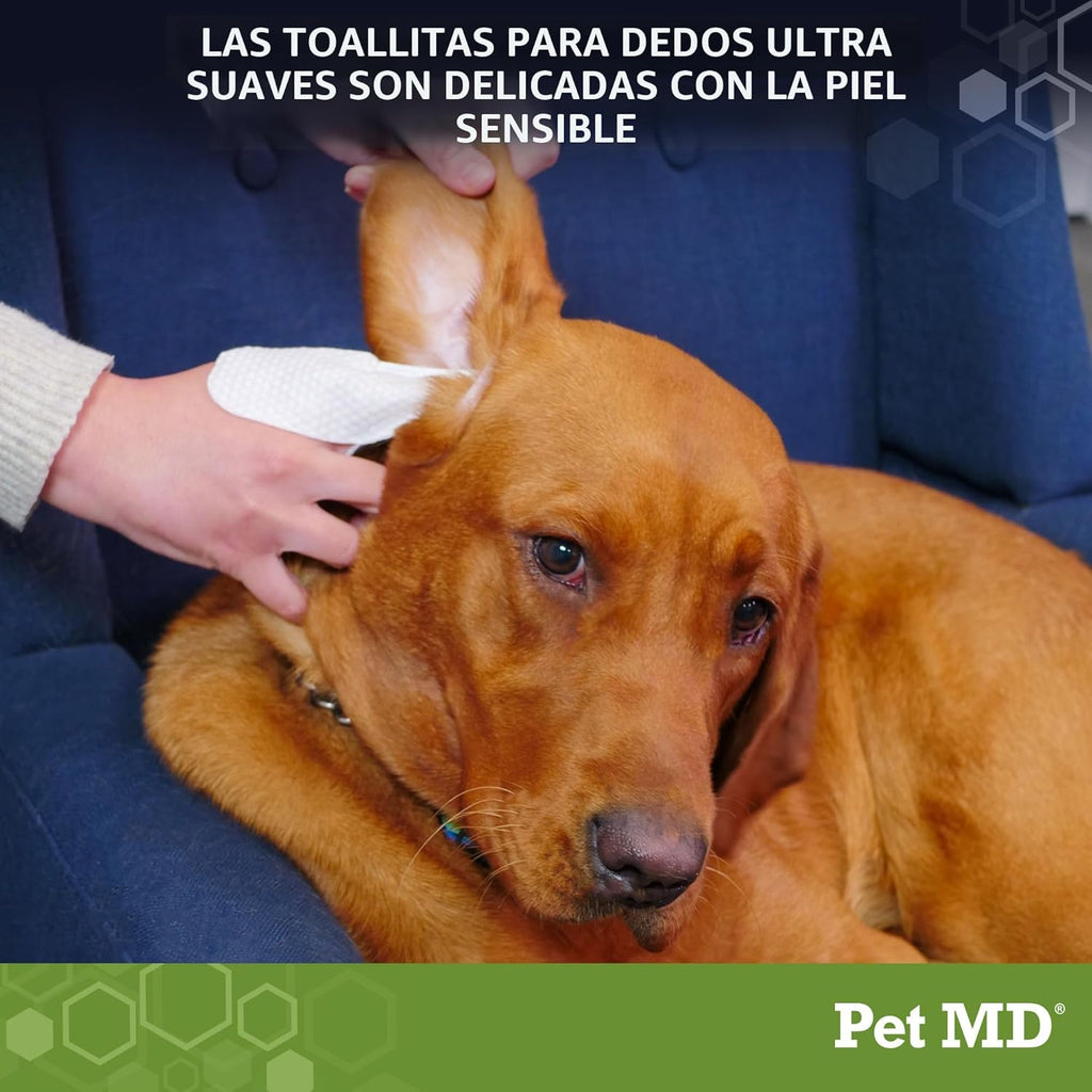 Pet MD Toallitas limpiadoras de oídos para perros, limpiador ótico...