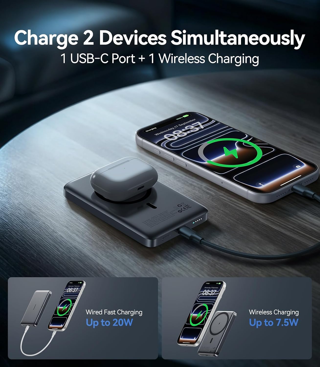 VORPOP Magsafe - Cargador portátil para iPhone, batería magnética u...
