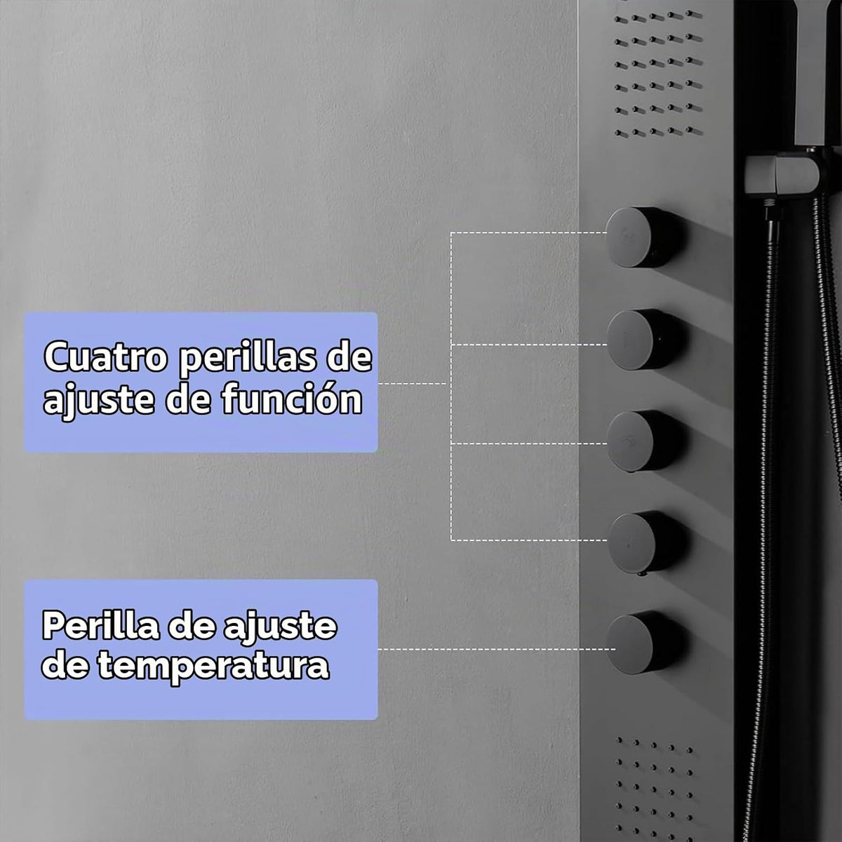 BWE - Torre de ducha negra, sistema de panel de ducha multifunción,...