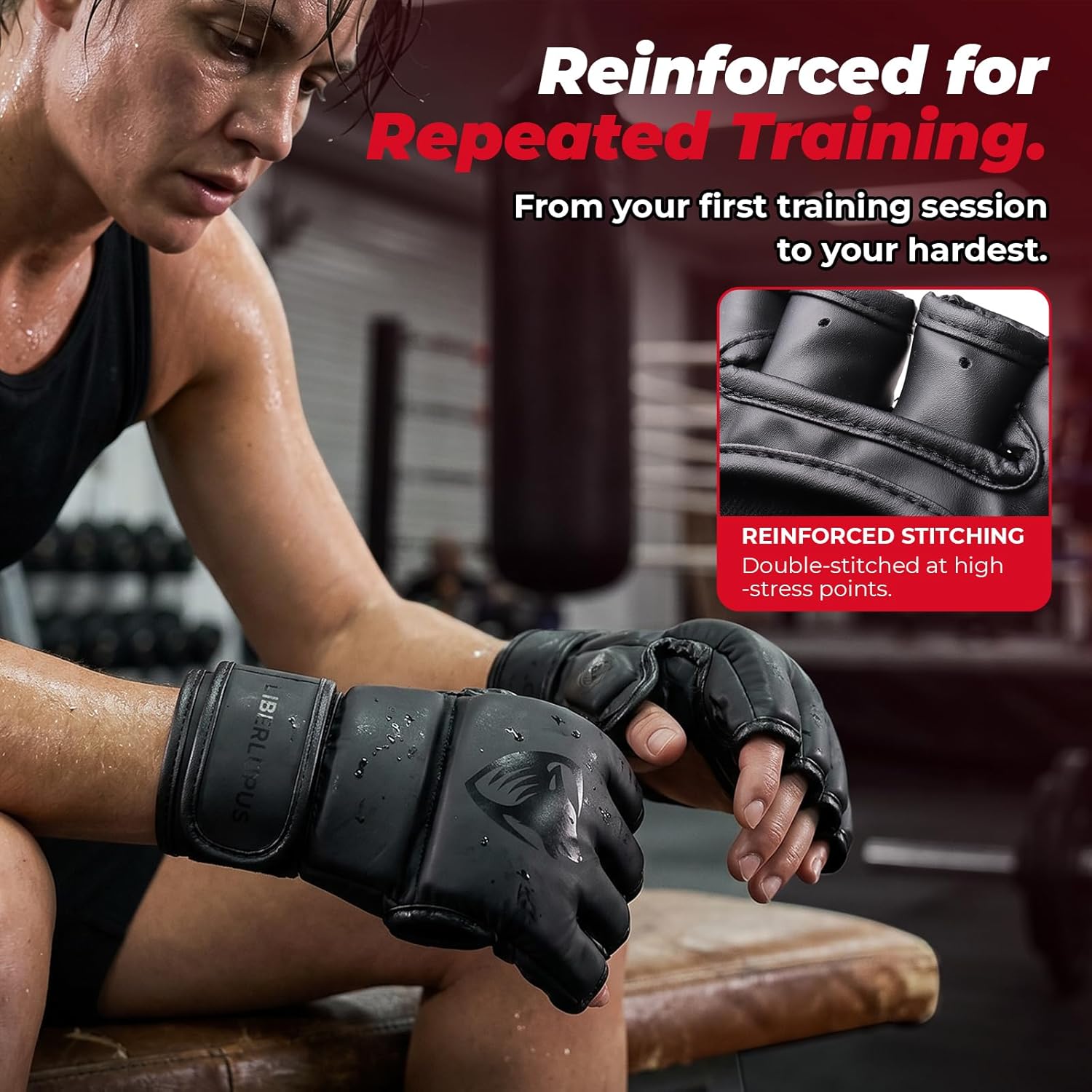 LIBERLUPUS Guantes de entrenamiento de MMA para hombres, guantes de...