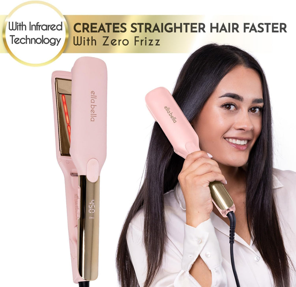 ELLA BELLA® Plancha plana de titanio para alisar el cabello (con in...