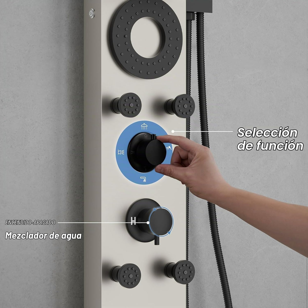 Hoimpro Sistema de torre de panel de ducha LED de níquel cepillado,...