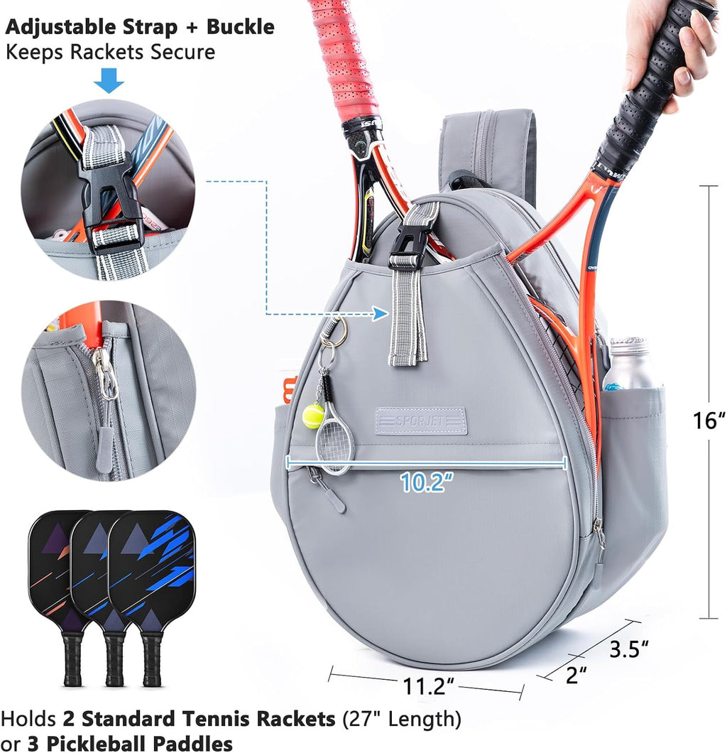 SPORJET Mochila de Tenis con Soporte para 2 Raquetas, Bolsa de Raqu...