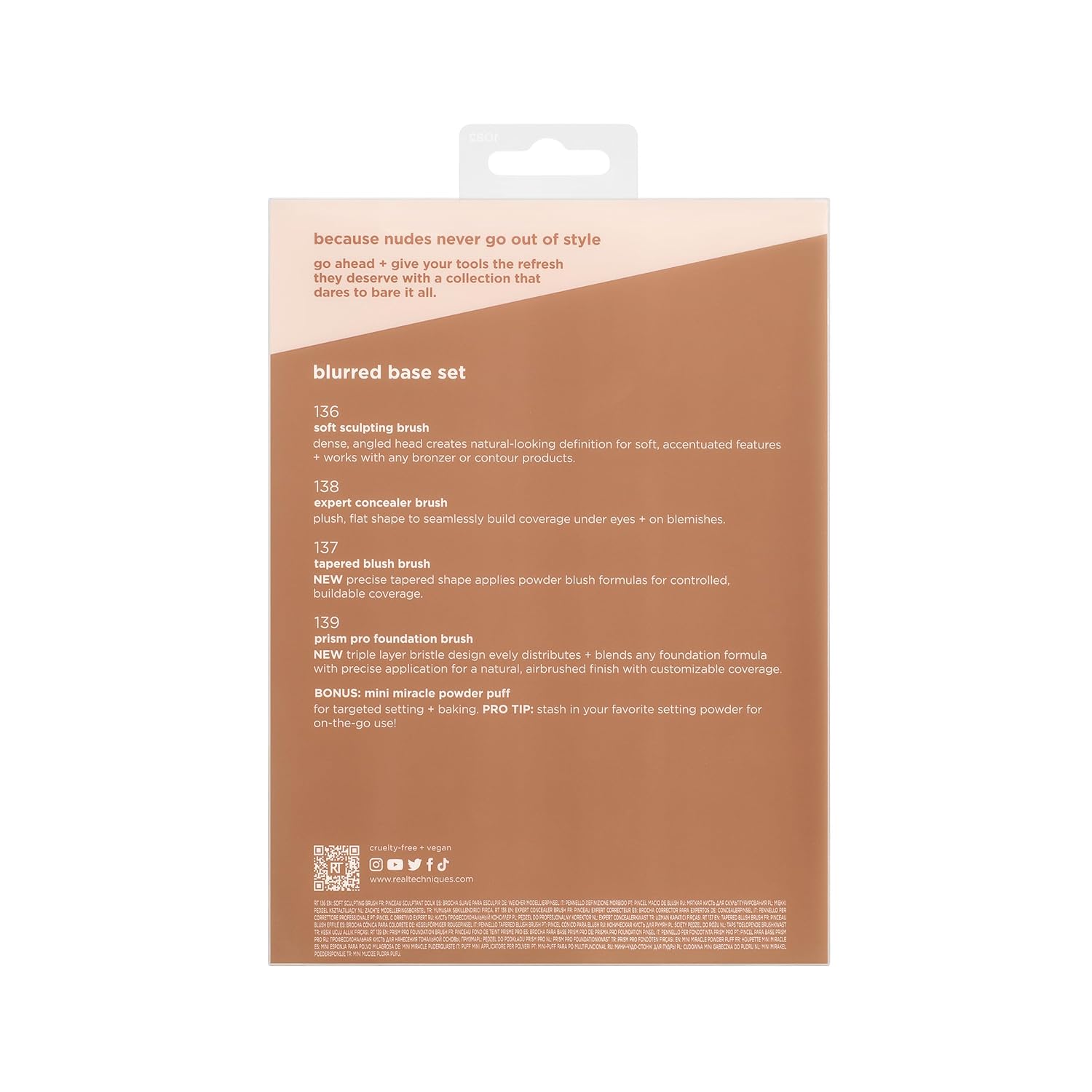 Real Techniques New Nudes - Kit de base borrosa, juego de 5 brochas...