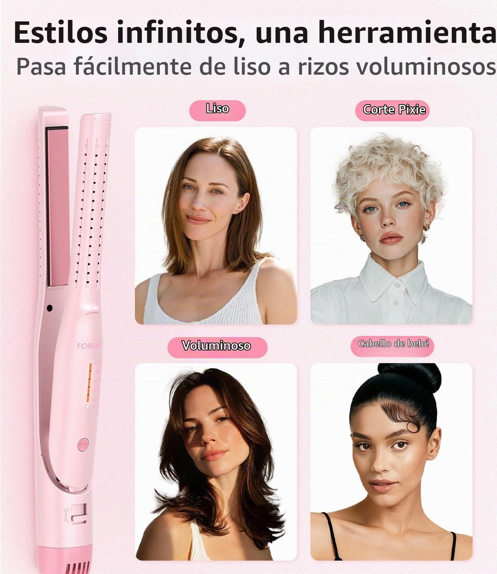 FORLIFA - Plancha rizadora para cabello corto, rizador de pelo 2 en...