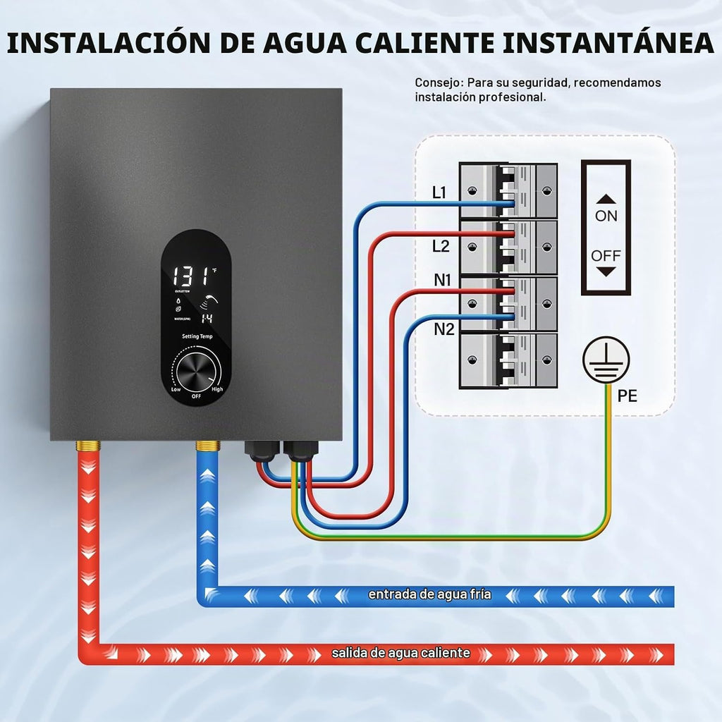 Calentador de agua sin tanque 18KW eléctrico con pantalla digital |...