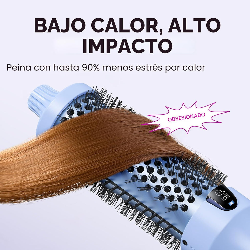 Wavytalk Cepillo térmico Blowout Boost, cepillo redondo calentado d...