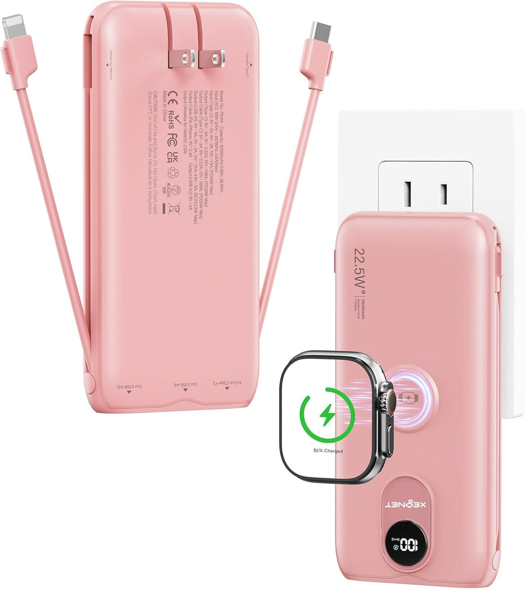 Cargador Portátil XEGNER 10000mAh 20W, Enchufe de Pared, 2 Cables,...