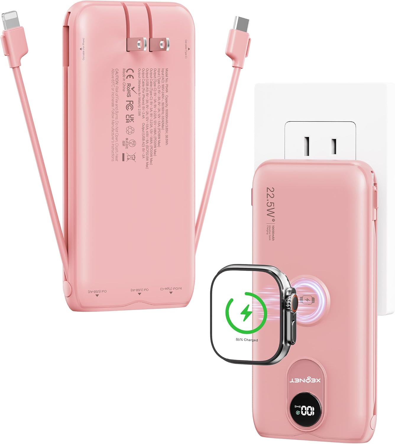 Cargador Portátil XEGNER 10000mAh 20W, Enchufe de Pared, 2 Cables,...