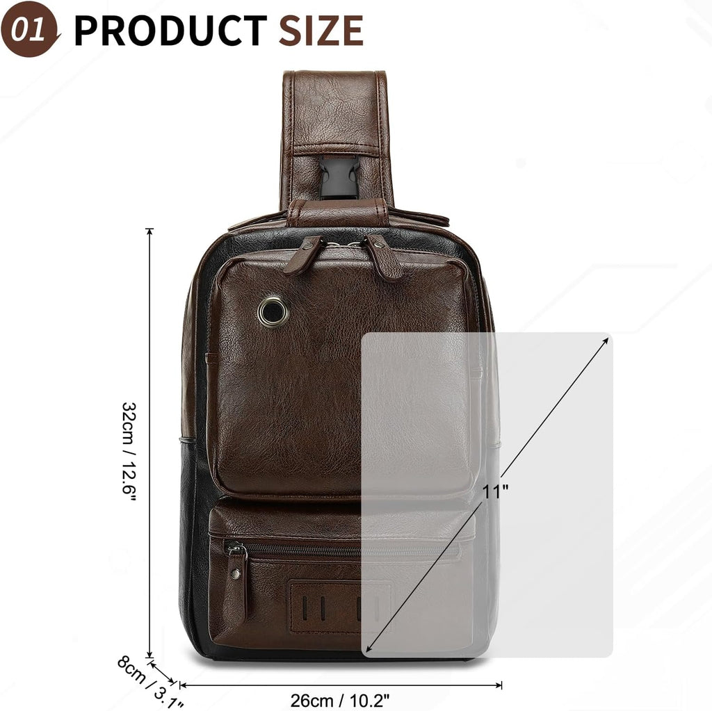 SUIKIHUM Mochila de Cuero PU Vintage para Hombre, Bolso Bandolera,...