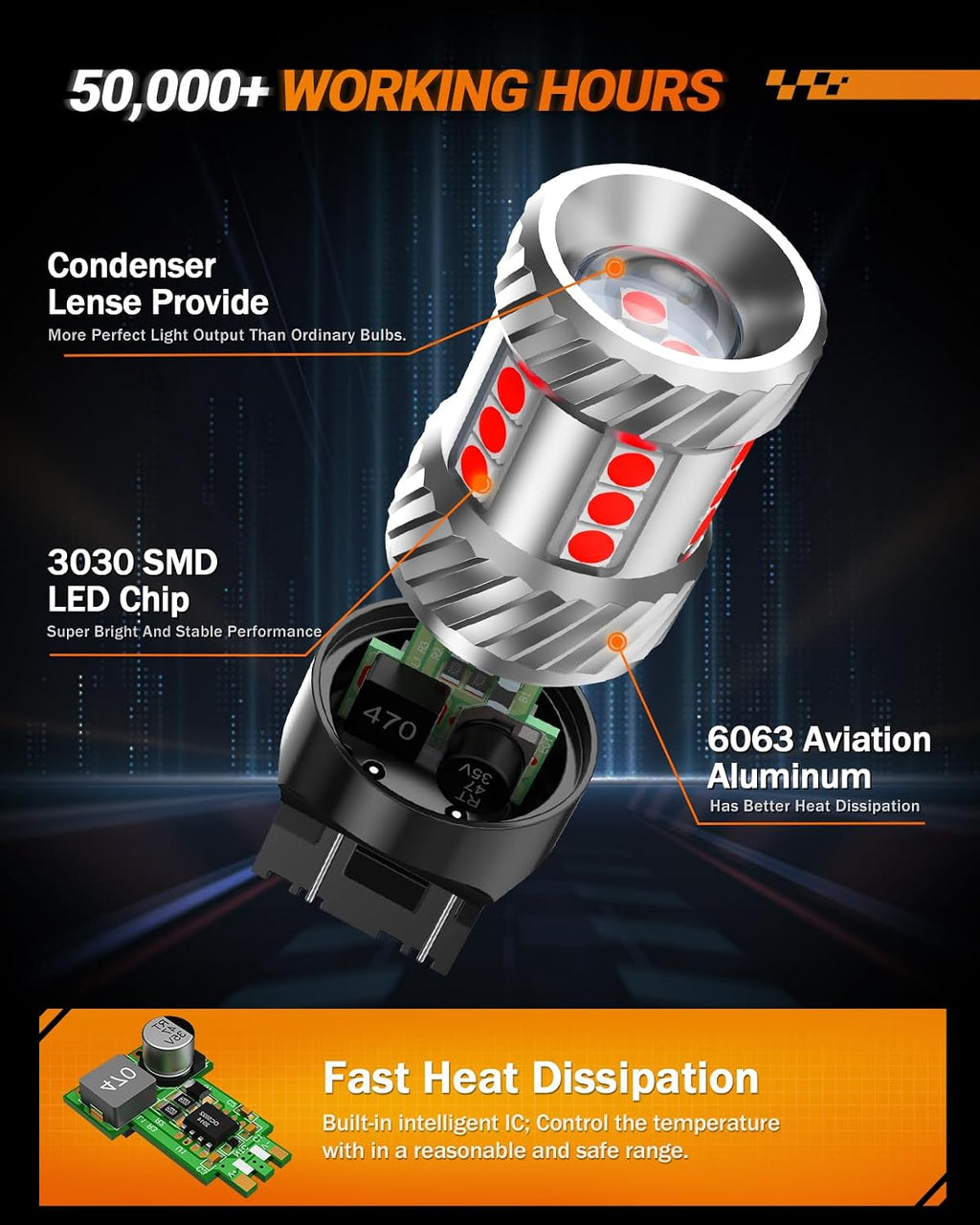 SEALIGHT Bombilla LED 7443 7440, luces de freno rojas, 7441 7444 T2...