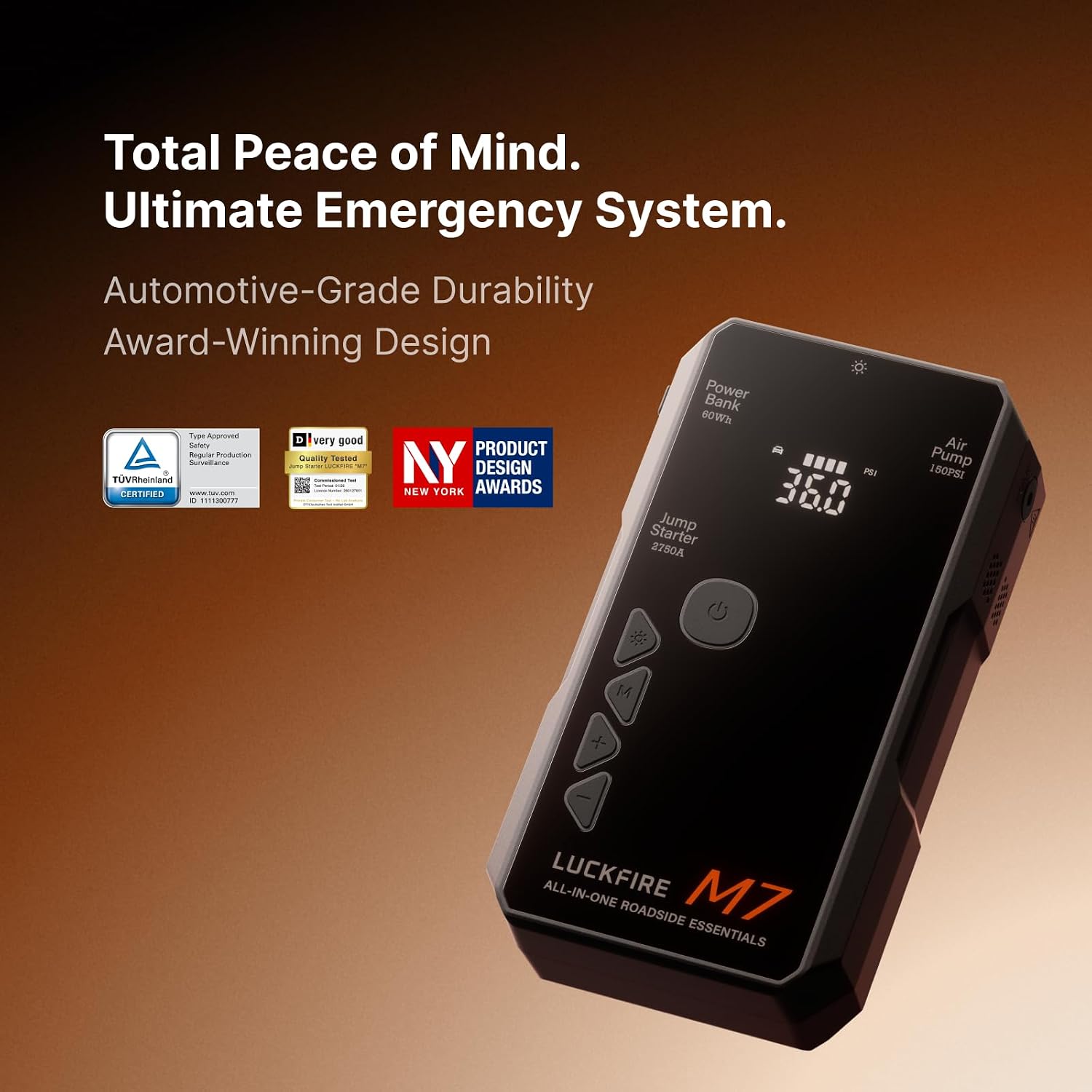 LUCKFIRE M7 TÜV - Arrancador con compresor de aire, encendido intel...
