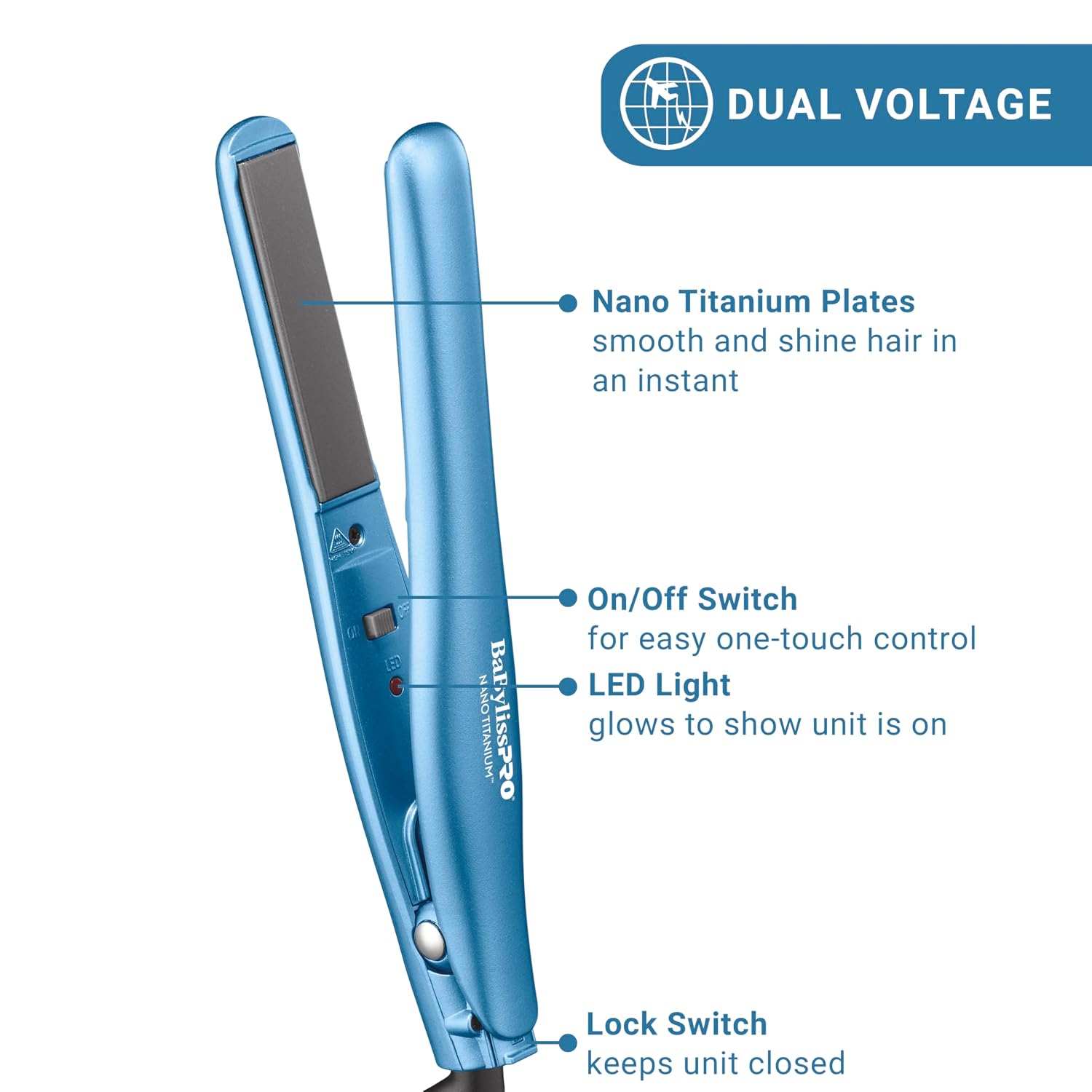 Plancha de pelo ultra elegante BabylissPRO Nano Titanium, plancha p...