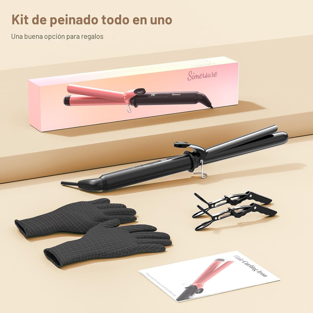 Rizador de pelo de cerámica de barril largo de 1 pulgada, rizador d...