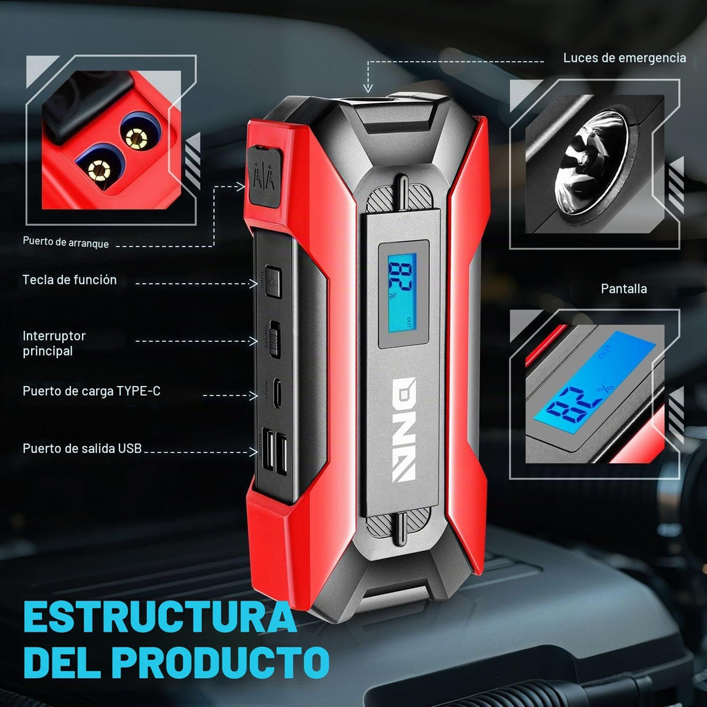 DNA Motoring TOOLS-00214 12V 1500A 15000 mAh Arrancador de batería...