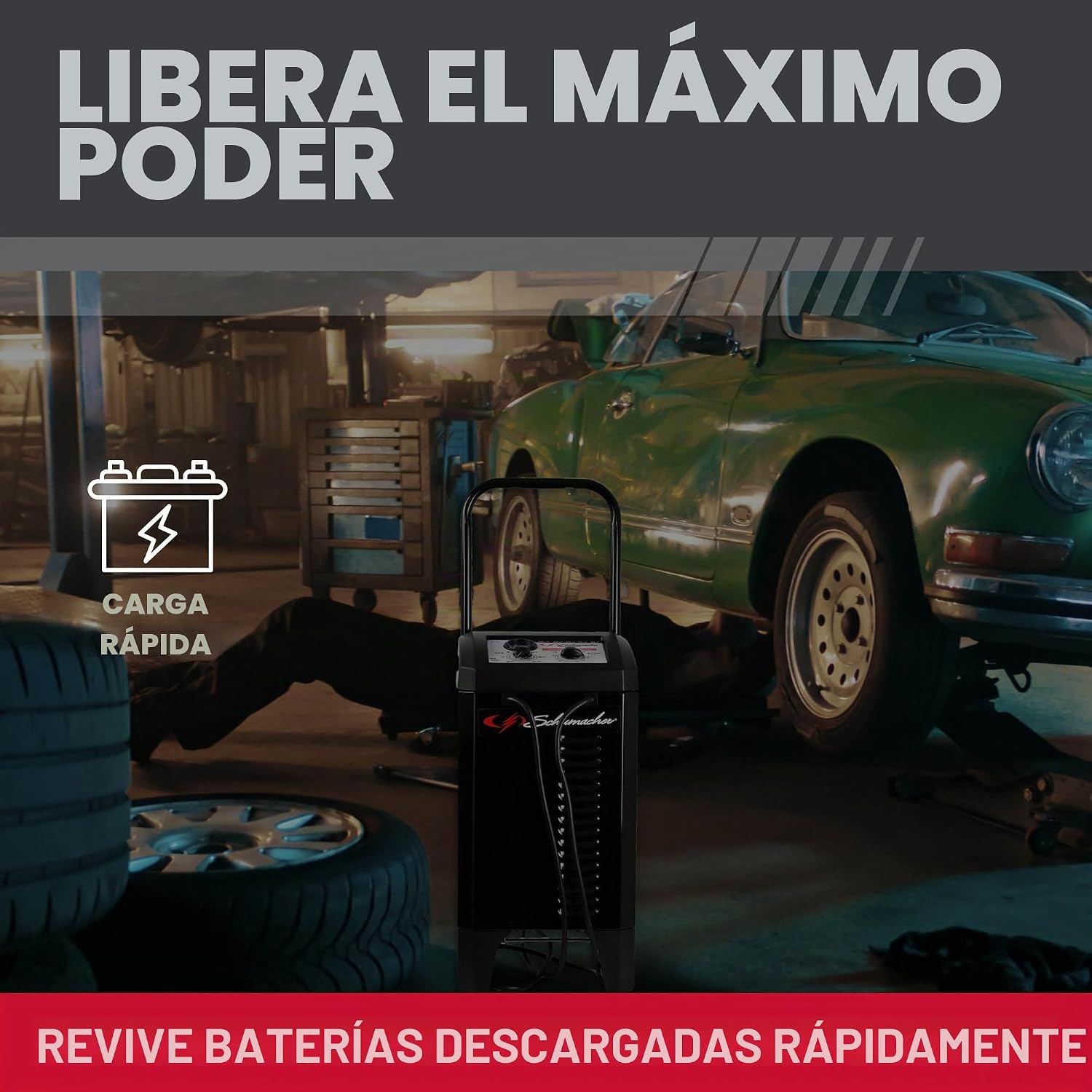 Schumacher Electric Arrancador\/cargador de batería de coche con ru...