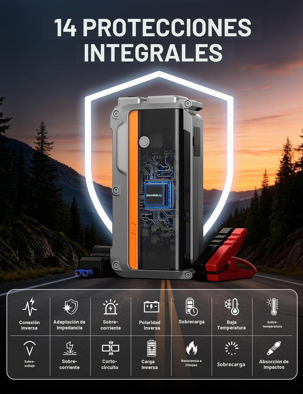 Sharmeal Arrancador de batería de 6000 A, portátil (todo gasolina\/...