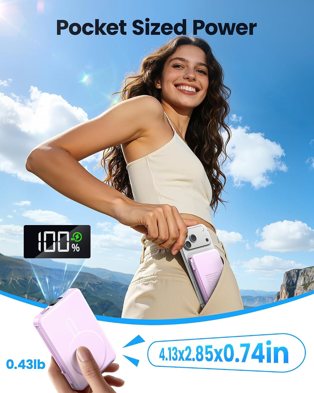 Cargador portátil magnético, banco de energía de 22.5 W, carga rápi...