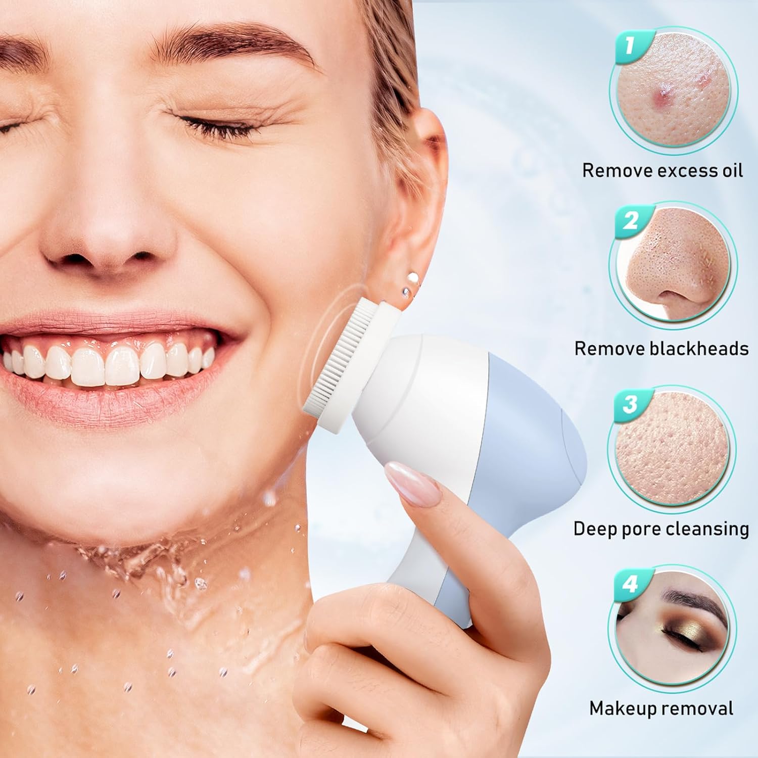 COSLUS Cepillo de limpieza facial accionado: limpiador facial eléct...