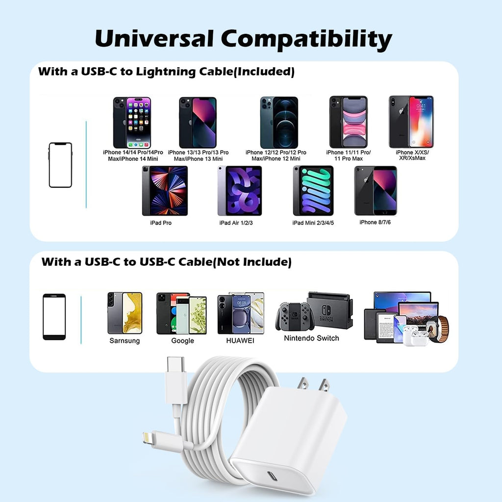Cargador rápido para iPhone, cargador de iPhone de 10 pies, bloque...