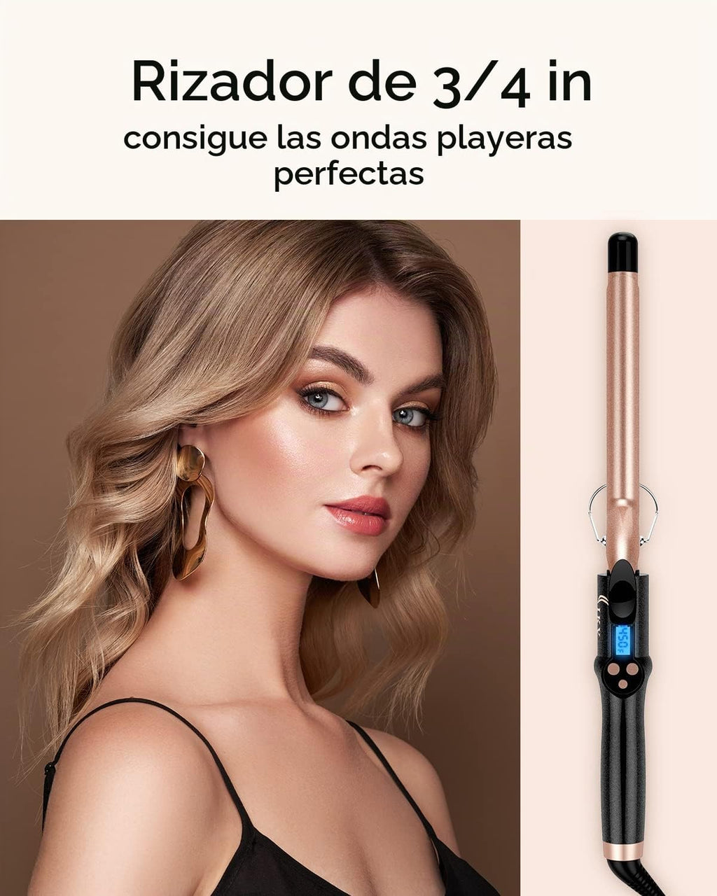 Rizador de barril extra largo de 3\/4 de pulgada, varita rizadora d...