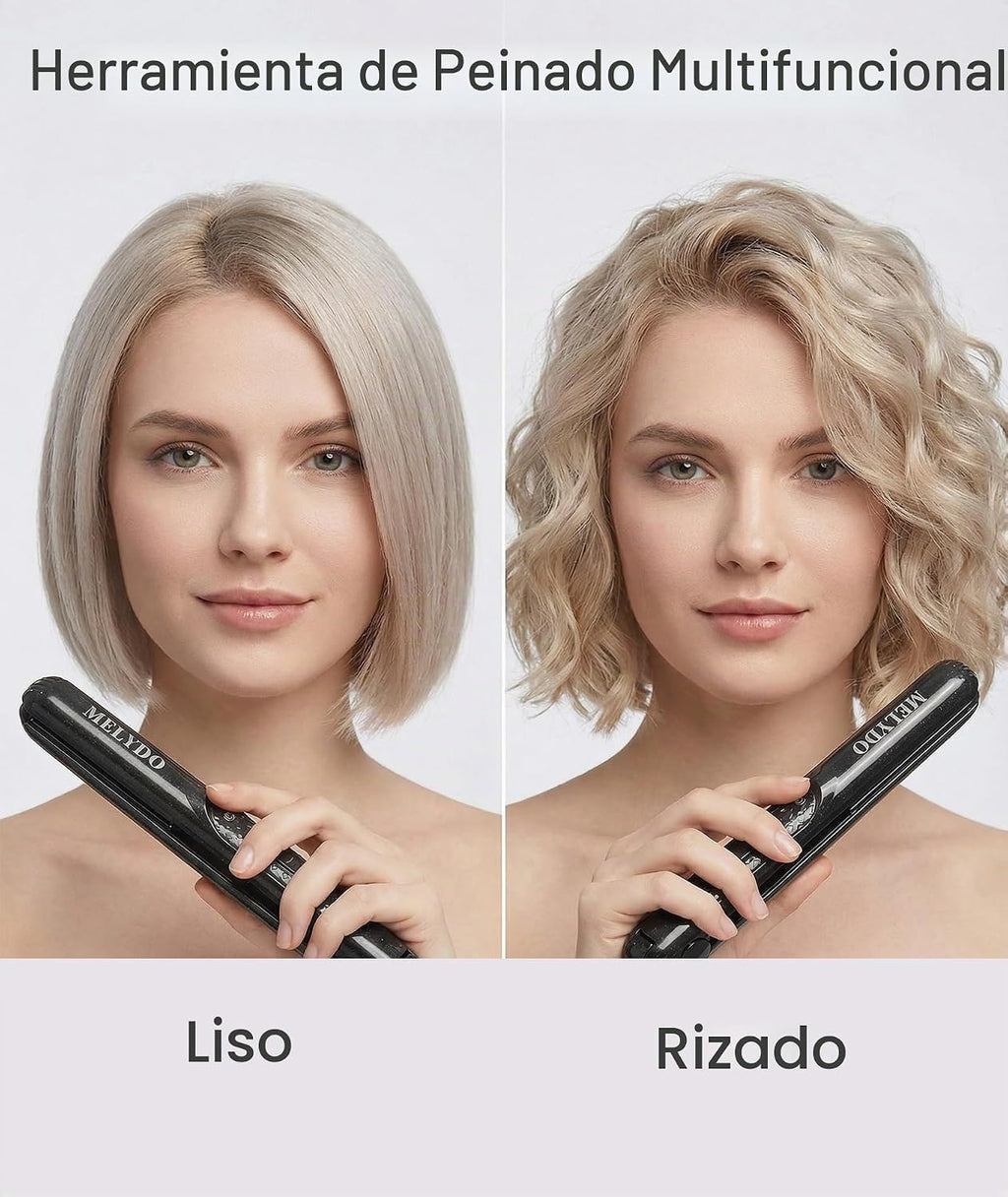 MELYDO Mini plancha plana, alisador de pelo cerámico de turmalina p...