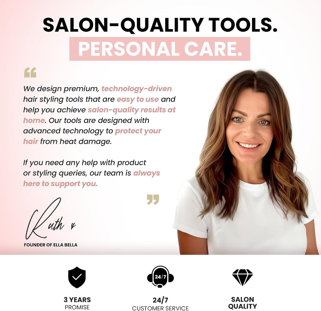ELLA BELLA® Alisador de cabello delgado con tecnología infrarroja |...