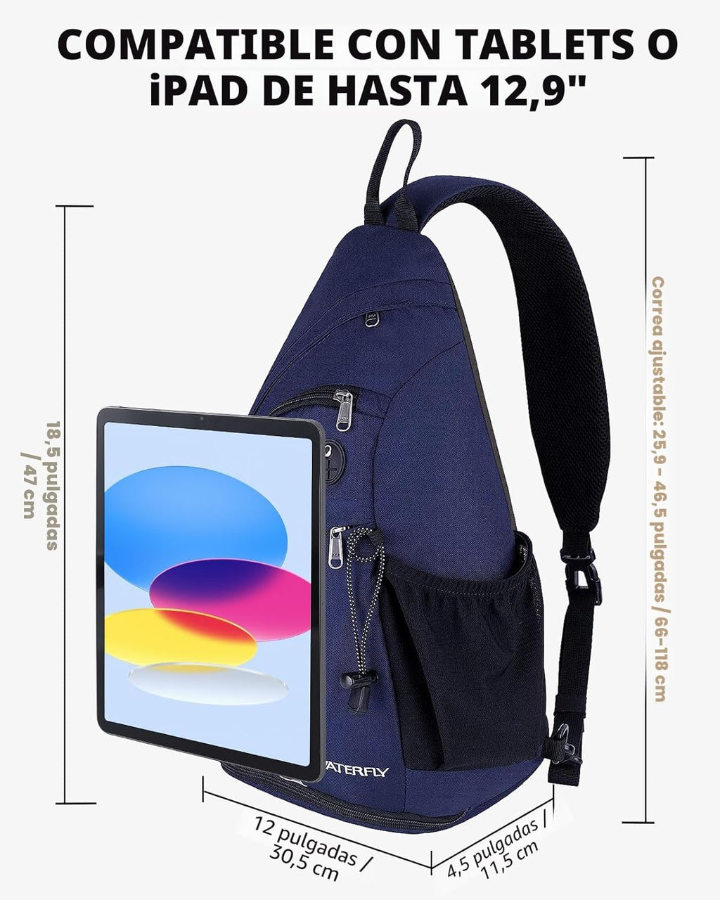 WATERFLY - Mochila con eslinga, bandolera pequeña, mochila al hombr...