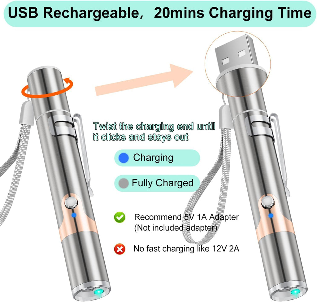 TBTeek Juguete para gatos, luz verde, con funda de metal, recargabl...