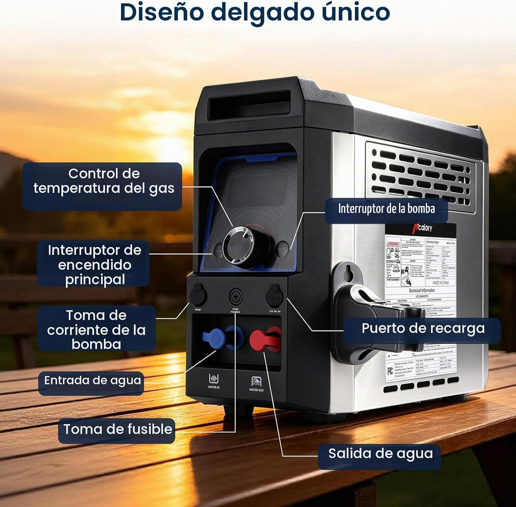 HCALORY Calentador de agua de propano portátil para acampar, bomba...