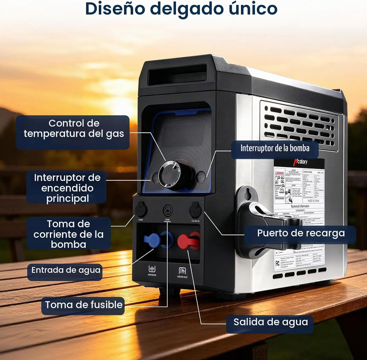 HCALORY Calentador de agua de propano portátil para acampar, bomba...