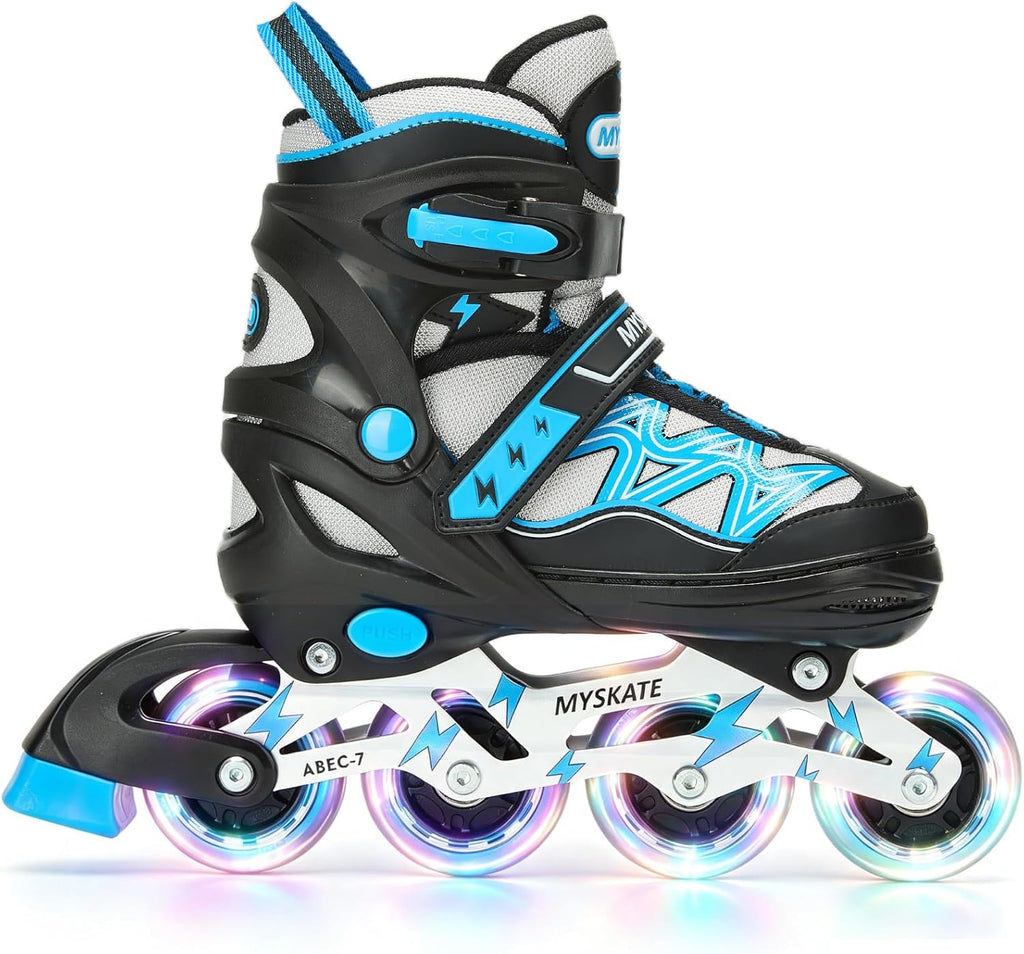 Lightning Adjustable 4 Sizes Inline Skates with Full Light up Wheel...
