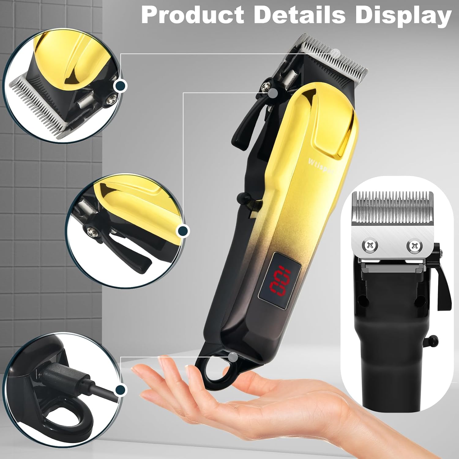 Juego de cortapelos para hombres, cortadora de cabello con pantalla...