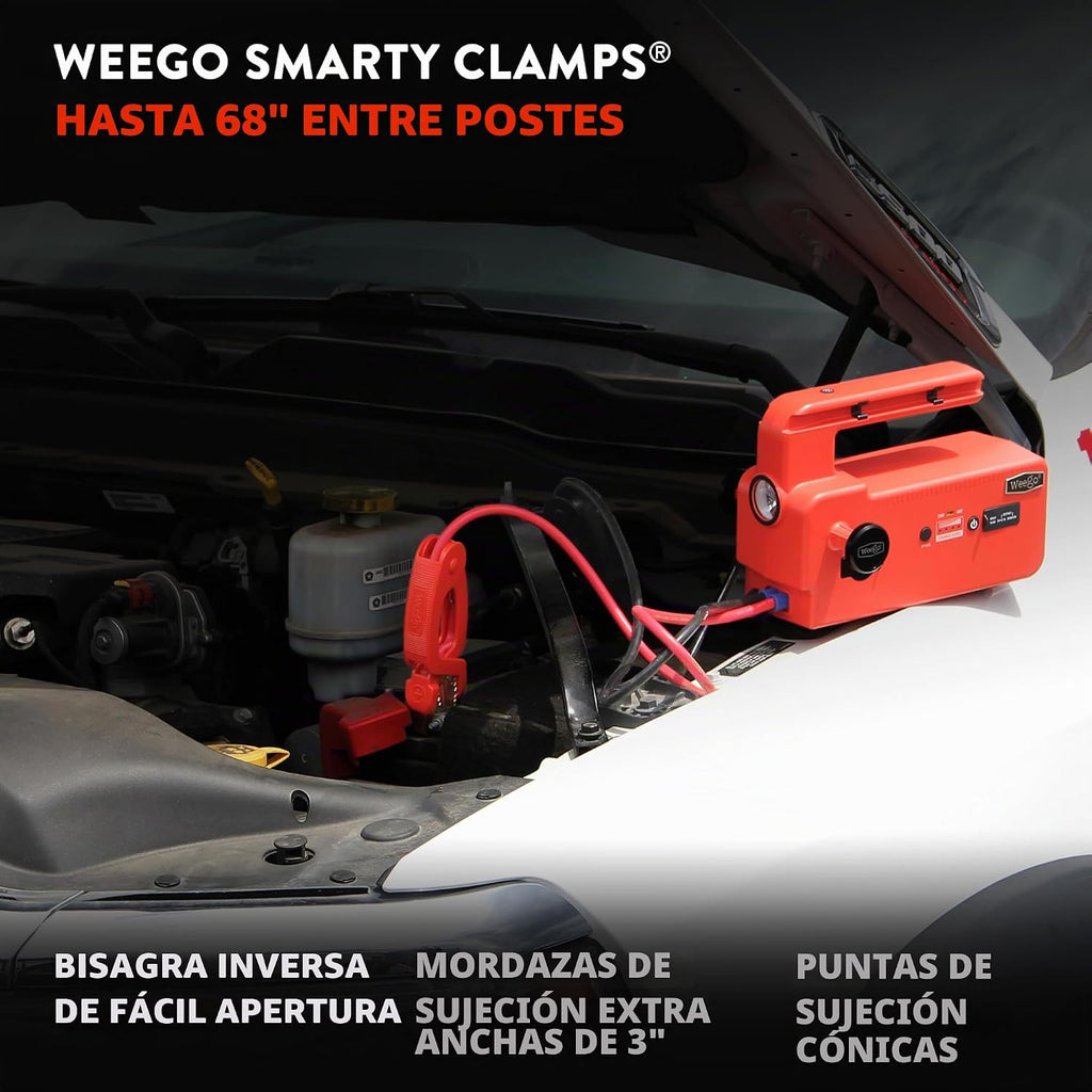 Weego 120: Arrancador de batería de coche de litio de 5000A de 12V...